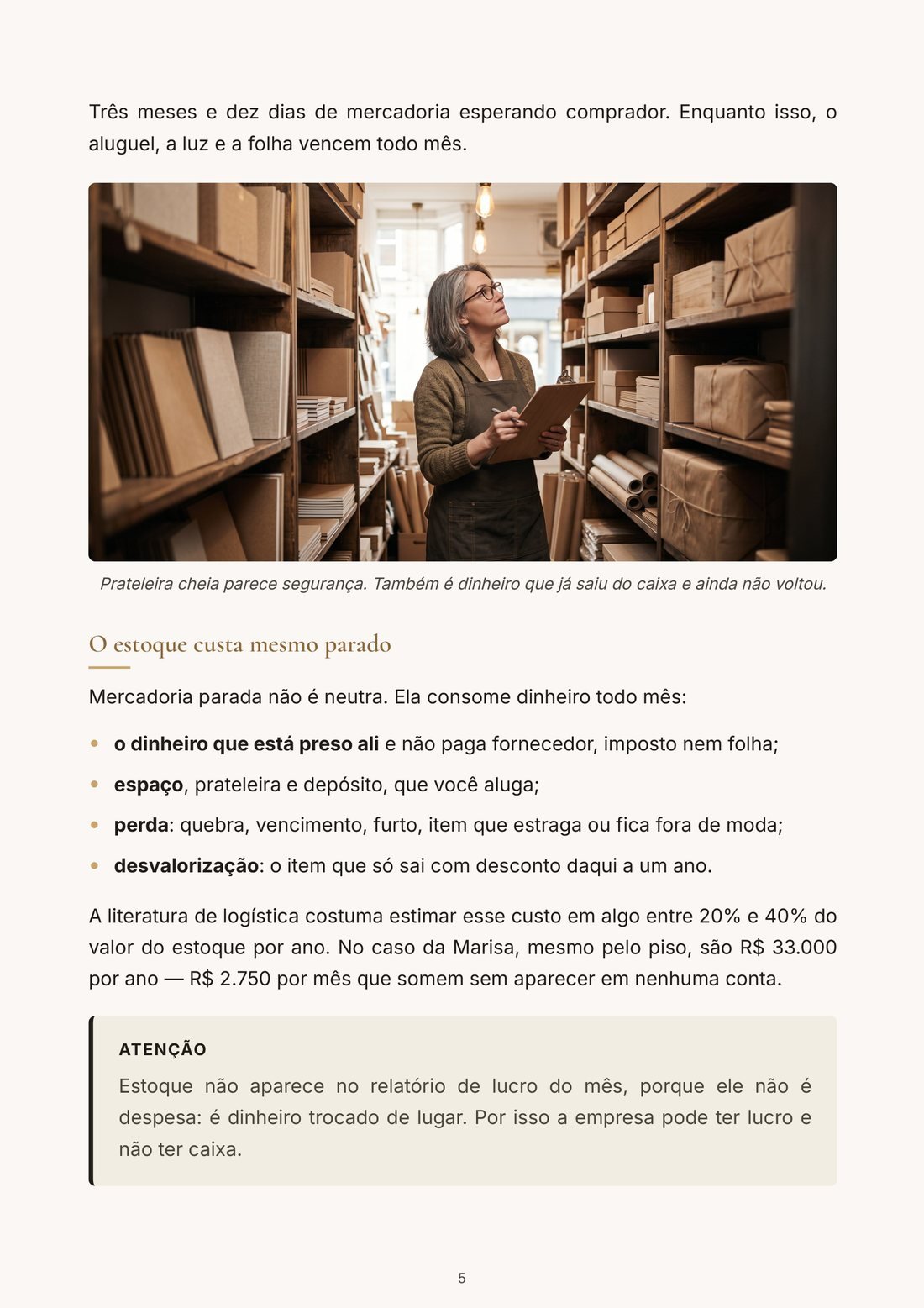 Página do capítulo 1 do ebook O Dinheiro Parado na Prateleira
