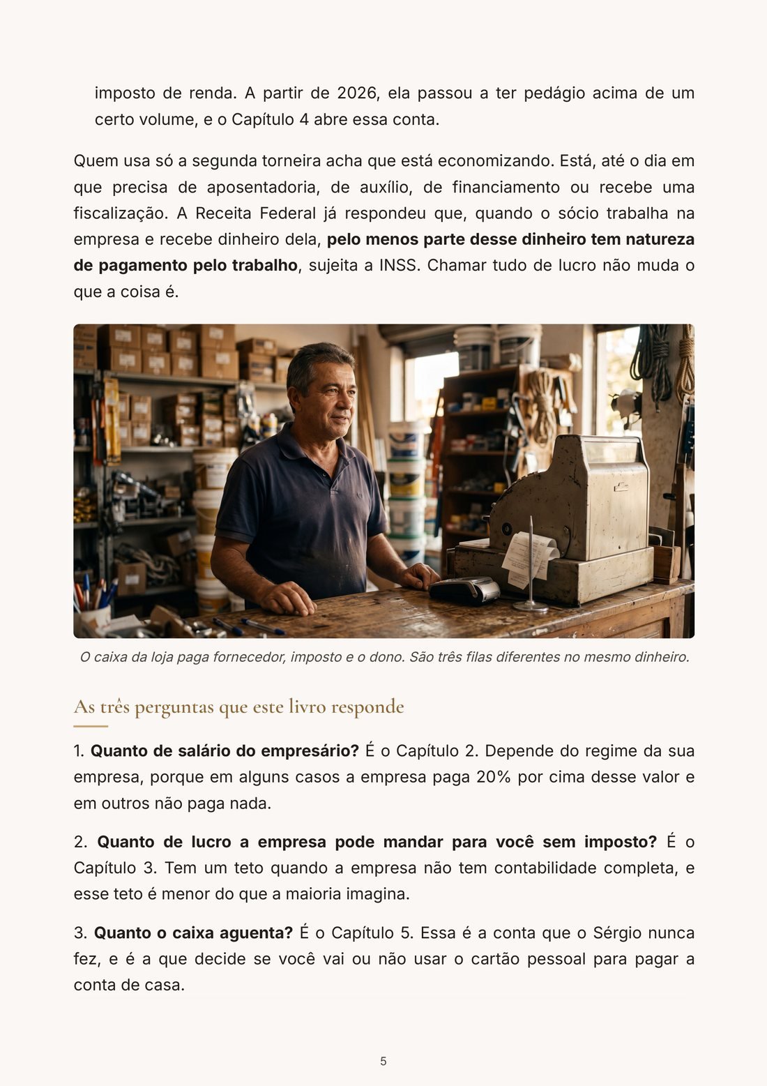 Página do capítulo 1 do ebook Quanto Tirar da Empresa Sem Quebrar o Caixa